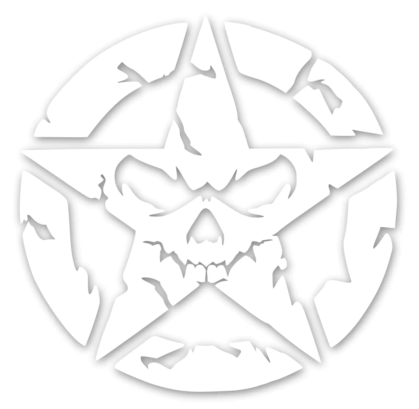UR Impressions Star Skull Face Decal Sticker Vinyl Graphics for Car Truck SUV Motorcycle Window|White|5.5 inch|URI084
